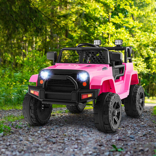12V Kids Ride On Truck with Remote Control and Headlights-Black