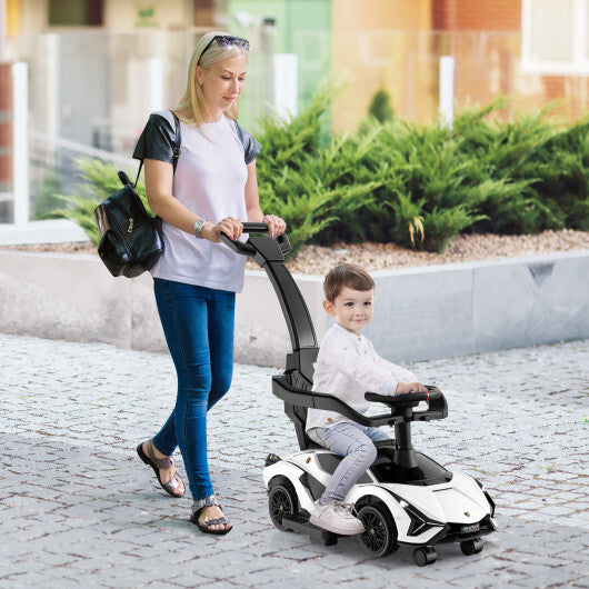 3 in 1 Licensed Lamborghini Ride Walking Toy Stroller-White - Color: White - Premium Toys & Hobbies > Ride On Toys > Push & Pedal Ride On Toys from Rapidvehicles - Just $105.99! Shop now at Rapidvehicles