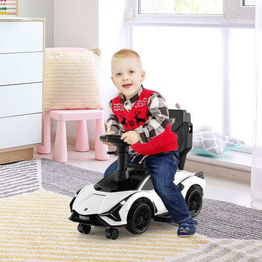 3 in 1 Licensed Lamborghini Ride Walking Toy Stroller-White - Color: White - Premium Toys & Hobbies > Ride On Toys > Push & Pedal Ride On Toys from Rapidvehicles - Just $105.99! Shop now at Rapidvehicles