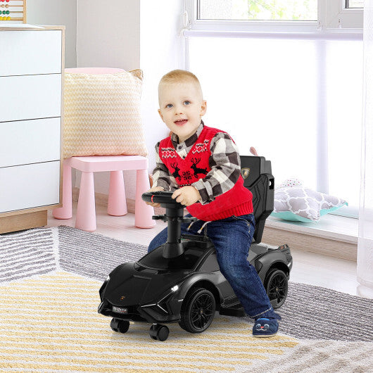 3 in 1 Licensed Lamborghini Ride Walking Toy Stroller-Black - - Premium Toys & Hobbies > Ride On Toys > Push & Pedal Ride On Toys from Rapidvehicles - Just $97.19! Shop now at Rapidvehicles