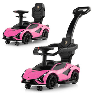 3 in 1 Licensed Lamborghini Ride Walking Toy Stroller-Pink - Color: Pink - Premium Toys & Hobbies > Ride On Toys > Push & Pedal Ride On Toys from Rapidvehicles - Just $105.09! Shop now at Rapidvehicles