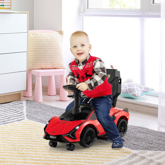 3 in 1 Licensed Lamborghini Ride Walking Toy Stroller-Red - Color: Red - Premium Toys & Hobbies > Ride On Toys > Push & Pedal Ride On Toys from Rapidvehicles - Just $105.99! Shop now at Rapidvehicles