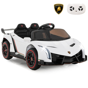 12V Licensed Lamborghini 4WD Kids Ride-on Sports Car with 2.4G Remote-White - Color: White - Premium Toys & Hobbies > Ride On Toys > Powered Ride On Toys from Rapidvehicles - Just $282.08! Shop now at Rapidvehicles