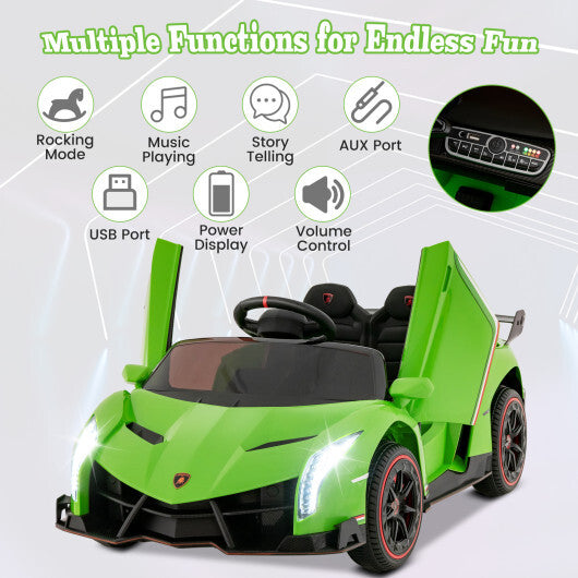 12V Licensed Lamborghini 4WD Kids Ride-on Sports Car with 2.4G Remote-Green - Color: Green - Premium Toys & Hobbies > Ride On Toys > Powered Ride On Toys from Rapidvehicles - Just $296.18! Shop now at Rapidvehicles