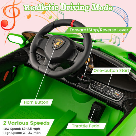 12V Licensed Lamborghini 4WD Kids Ride-on Sports Car with 2.4G Remote-Green - Color: Green - Premium Toys & Hobbies > Ride On Toys > Powered Ride On Toys from Rapidvehicles - Just $296.18! Shop now at Rapidvehicles