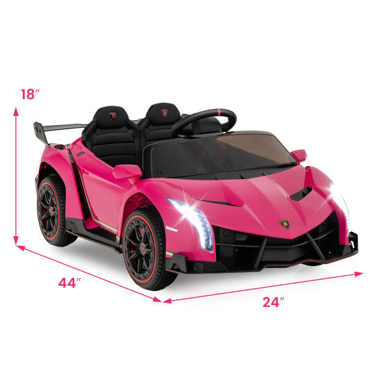 12V Licensed Lamborghini 4WD Kids Ride-on Sports Car with 2.4G Remote-Pink - Color: Pink - Premium Toys & Hobbies > Ride On Toys > Powered Ride On Toys from Rapidvehicles - Just $265.16! Shop now at Rapidvehicles