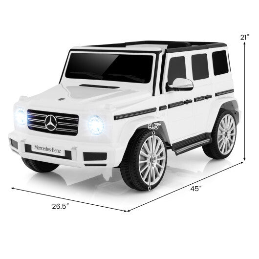 12V Battery Powered Mercedes-Benz G500 Kids Ride-on Car-White - - Premium Toys & Hobbies > Ride On Toys > Powered Ride On Toys from Rapidvehicles - Just $265.16! Shop now at Rapidvehicles