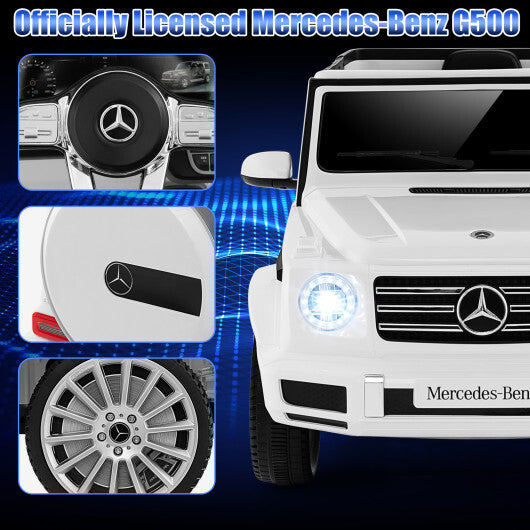 12V Battery Powered Mercedes-Benz G500 Kids Ride-on Car-White - - Premium Toys & Hobbies > Ride On Toys > Powered Ride On Toys from Rapidvehicles - Just $265.16! Shop now at Rapidvehicles