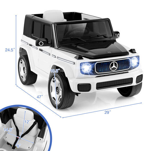 12V Licensed Mercedes-Benz EQG Kids Ride On Car with Remote Control-White - Color: White - Premium Toys & Hobbies > Ride On Toys > Powered Ride On Toys from Rapidvehicles - Just $338.48! Shop now at Rapidvehicles