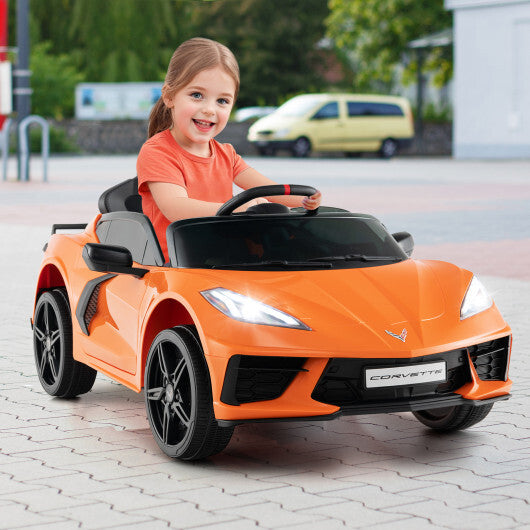 12V Electric Kids Ride On Car Licensed Chevrolet Corvette C8 with Remote Control Ages 3+ Years Old-Orange - Color: Orange - Premium Toys & Hobbies > Ride On Toys > Powered Ride On Toys from Rapidvehicles - Just $239.78! Shop now at Rapidvehicles