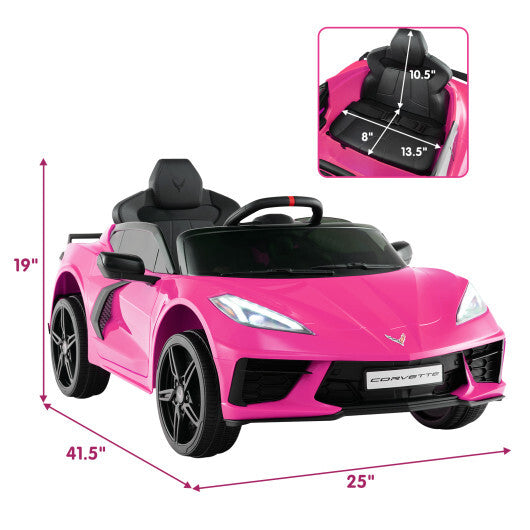 12V Electric Kids Ride On Car Licensed Chevrolet Corvette C8 with Remote Control Ages 3+ Years Old-Pink - Color: Pink - Premium Toys & Hobbies > Ride On Toys > Powered Ride On Toys from Rapidvehicles - Just $238.37! Shop now at Rapidvehicles