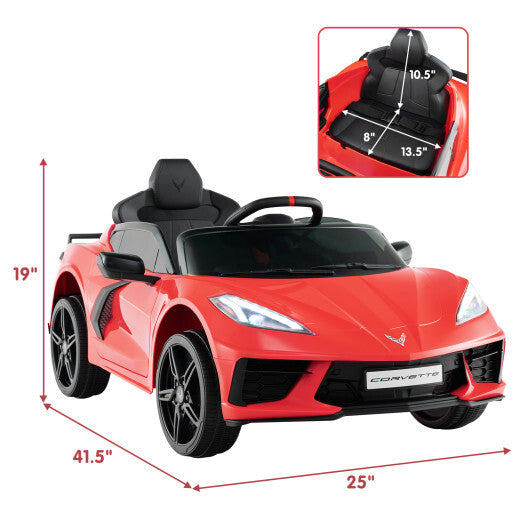 12V Electric Kids Ride On Car Licensed Chevrolet Corvette C8 with Remote Control Ages 3+ Years Old-Red - Color: Red - Premium Toys & Hobbies > Ride On Toys > Powered Ride On Toys from Rapidvehicles - Just $238.37! Shop now at Rapidvehicles