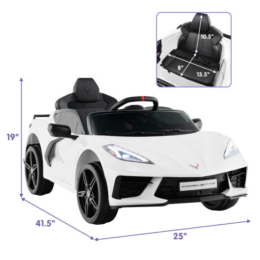 12V Electric Kids Ride On Car Licensed Chevrolet Corvette C8 with Remote Control Ages 3+ Years Old-White - Color: White - Premium Toys & Hobbies > Ride On Toys > Powered Ride On Toys from Rapidvehicles - Just $238.37! Shop now at Rapidvehicles