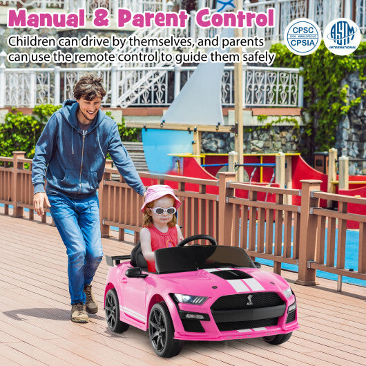 12V Licensed Ford Mustang Shelby GT500 Kids Ride on Car with Remote Control for Kids Aged 3-8-Pink - Color: Pink - Premium Toys & Hobbies > Ride On Toys > Powered Ride On Toys from Rapidvehicles - Just $251.06! Shop now at Rapidvehicles