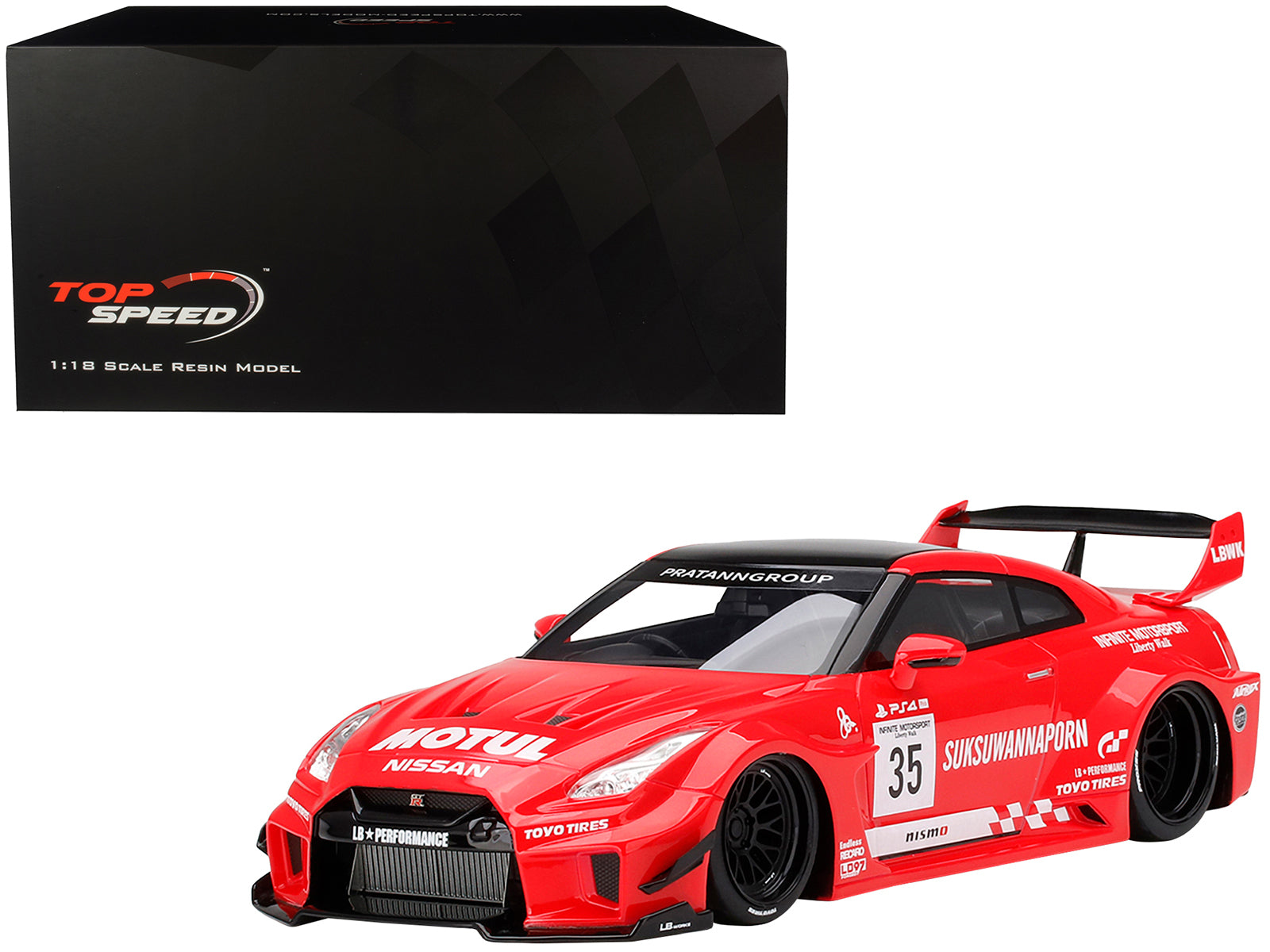 Nissan 35GT-RR Ver. 1 LB-Silhouette WORKS GT RHD (Right Hand Drive) #35 Infinite Motorsport 1/18 Model Car by Top Speed free shipping USA