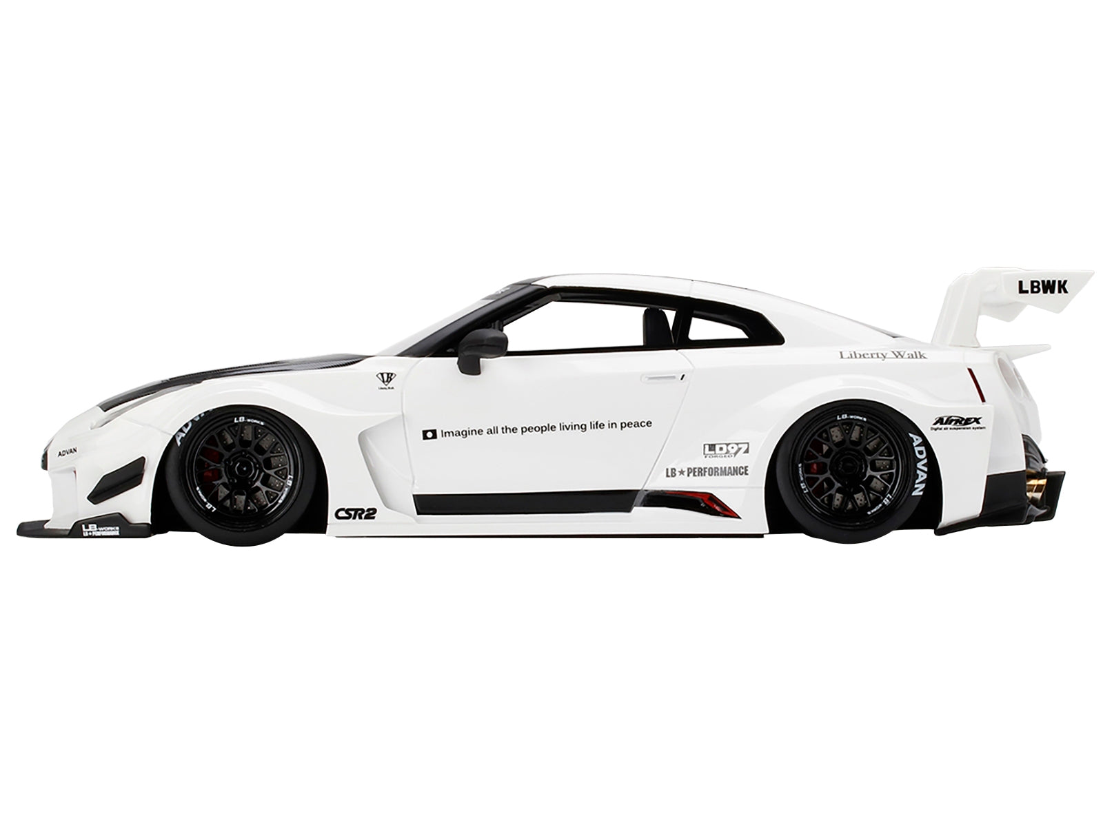 Nissan 35GT-RR Ver. 2 LB-Silhouette Works GT RHD (Right Hand Drive) White with Black Hood and Top 1/18 Model Car by Top Speed - Premium Nissan Models from Top Speed - Just $192.80! Shop now at Rapidvehicles