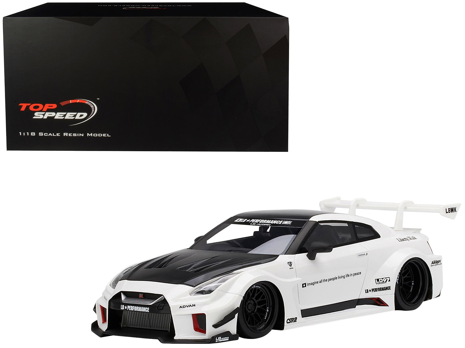 Nissan 35GT-RR Ver. 2 LB-Silhouette Works GT RHD (Right Hand Drive) White with Black Hood and Top 1/18 Model Car by Top Speed - Premium Nissan Models from Top Speed - Just $192.80! Shop now at Rapidvehicles