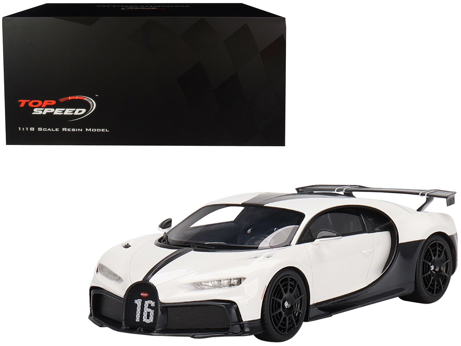 Bugatti Chiron Pur Sport White and Black 1/18 Model Car by Top - Premium Bugatti Models from Top Speed - Just $267.99! Shop now at Rapidvehicles