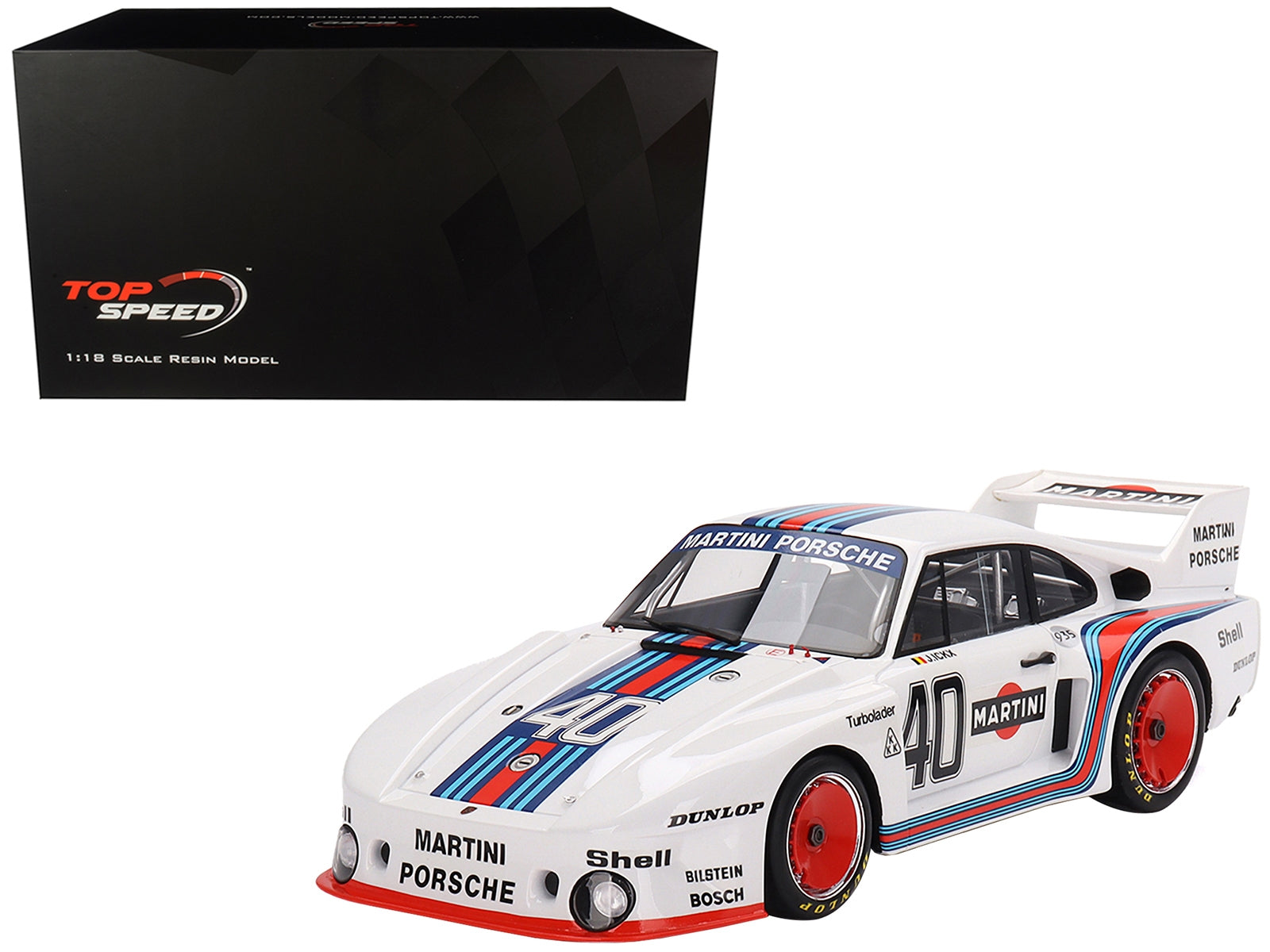 Porsche 935/77 2.0 "935 Baby" #40 Jacky Ickx "Martini Racing" Division II Winner "DRM Hockenheim" (1977) 1/18 Model Car by Top Speed