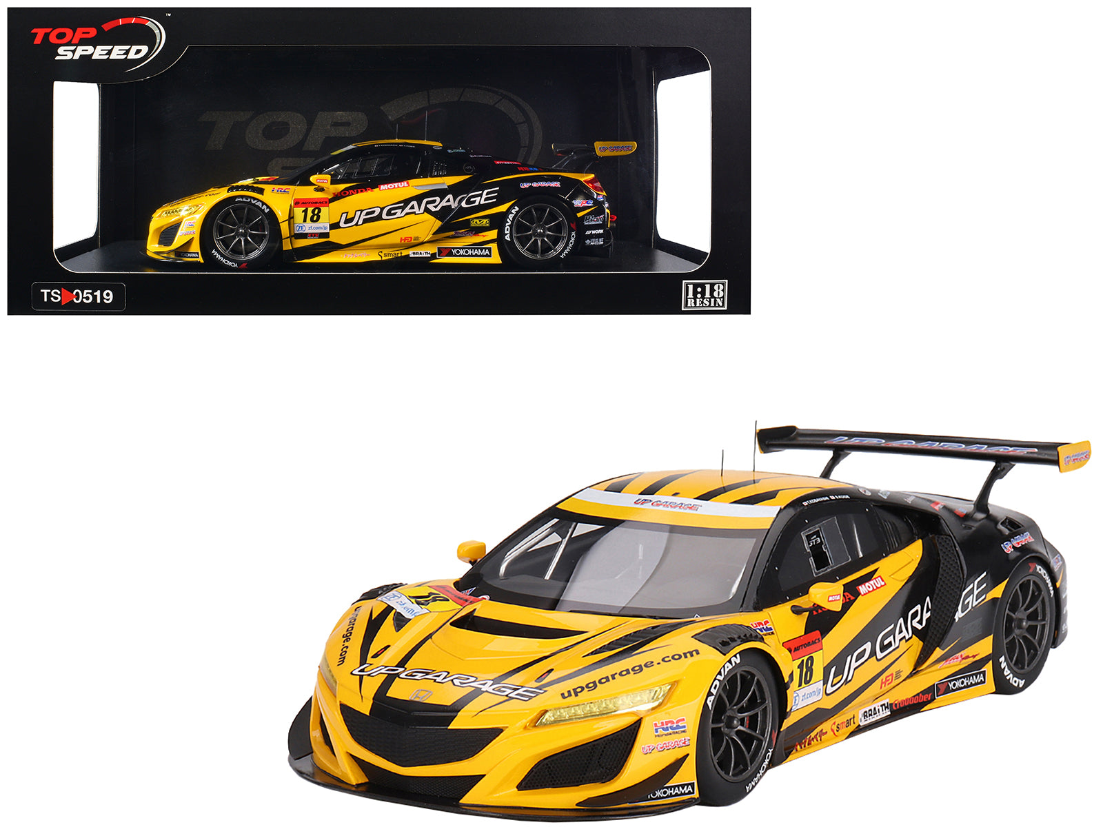 Honda NSX GT3 EVO22 #18 Takashi Kobayashi - Syun Koide "Team UpGarage" "Super GT Series" (2023) 1/18 Model Car by Top Speed free shipping USA