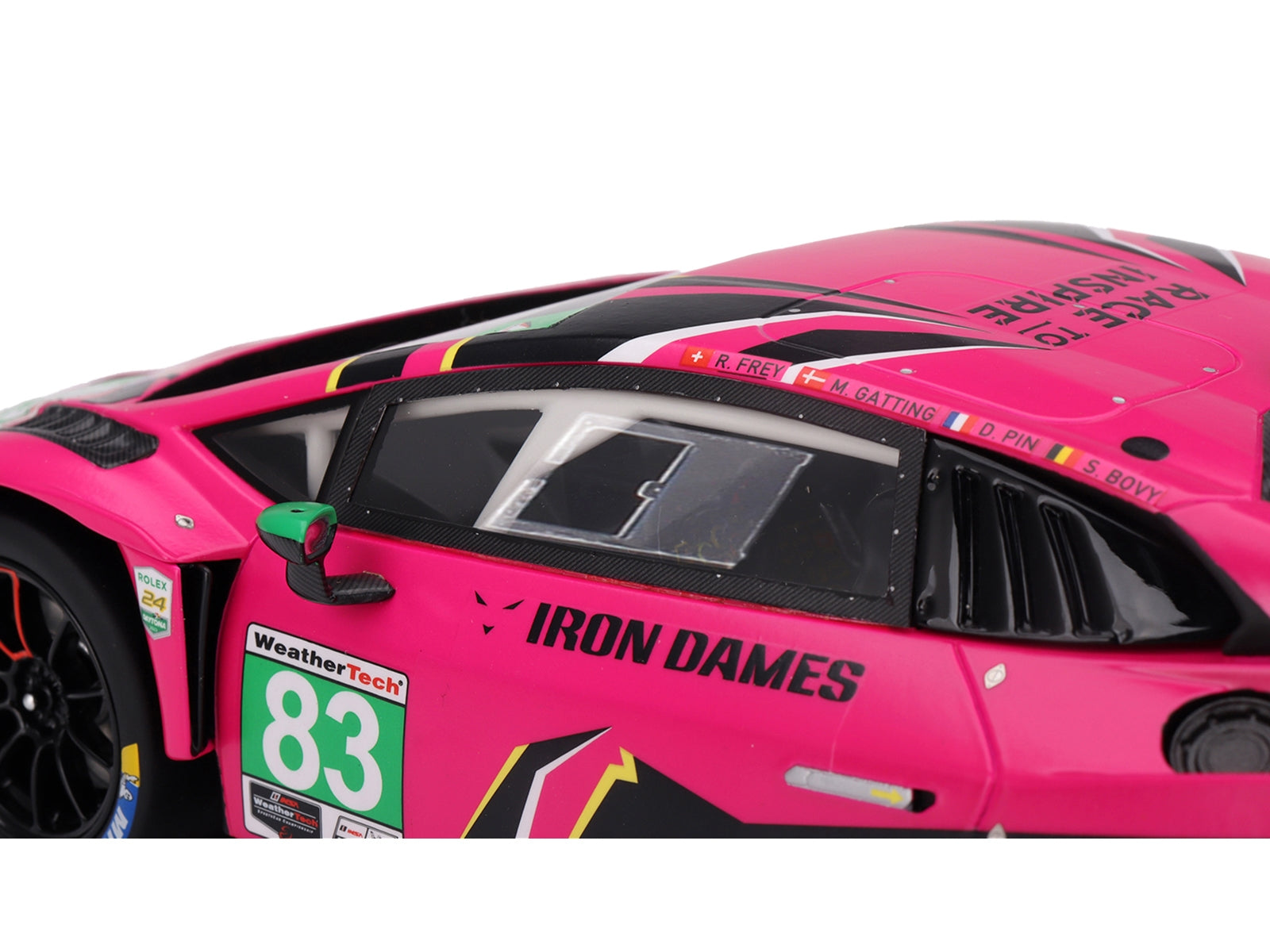 Lamborghini Huracan GT3 EVO2 #83 Sarah Bovy - Rahel Frey - Michelle Gatting - Doriane Pin "Iron Dames" IMSA GTD "24 Hours of Daytona" (2023) 1/18 Model Car by Top Speed