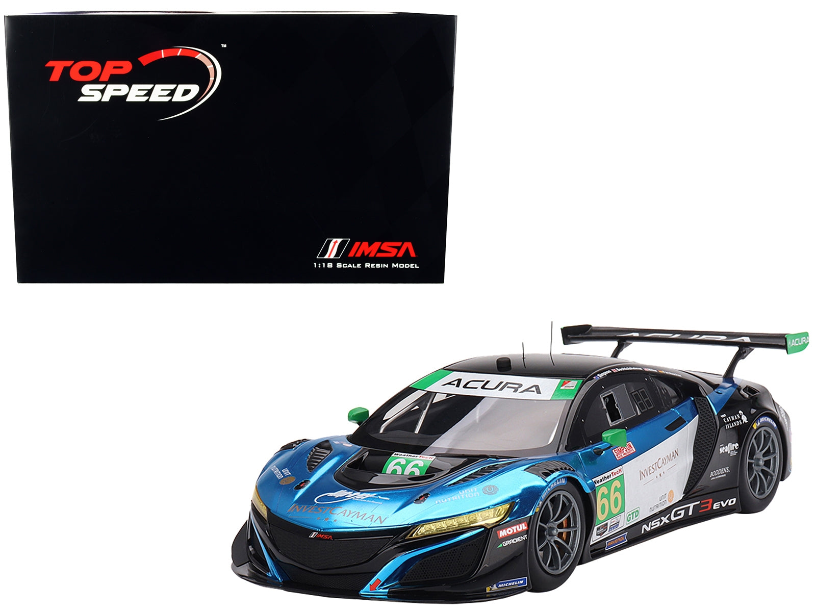 Acura NSX GT3 EVO22 #66 Till Bechtolsheimer - Mario Farnbacher - Marc Miller - Kyffin Simpson "Gradient Racing" IMSA GTD "24 Hours of Daytona" (2022) 1/18 Model Car by Top Speed - Premium Acura Models from Top Speed - Just $246.73! Shop now at Rapidvehicles