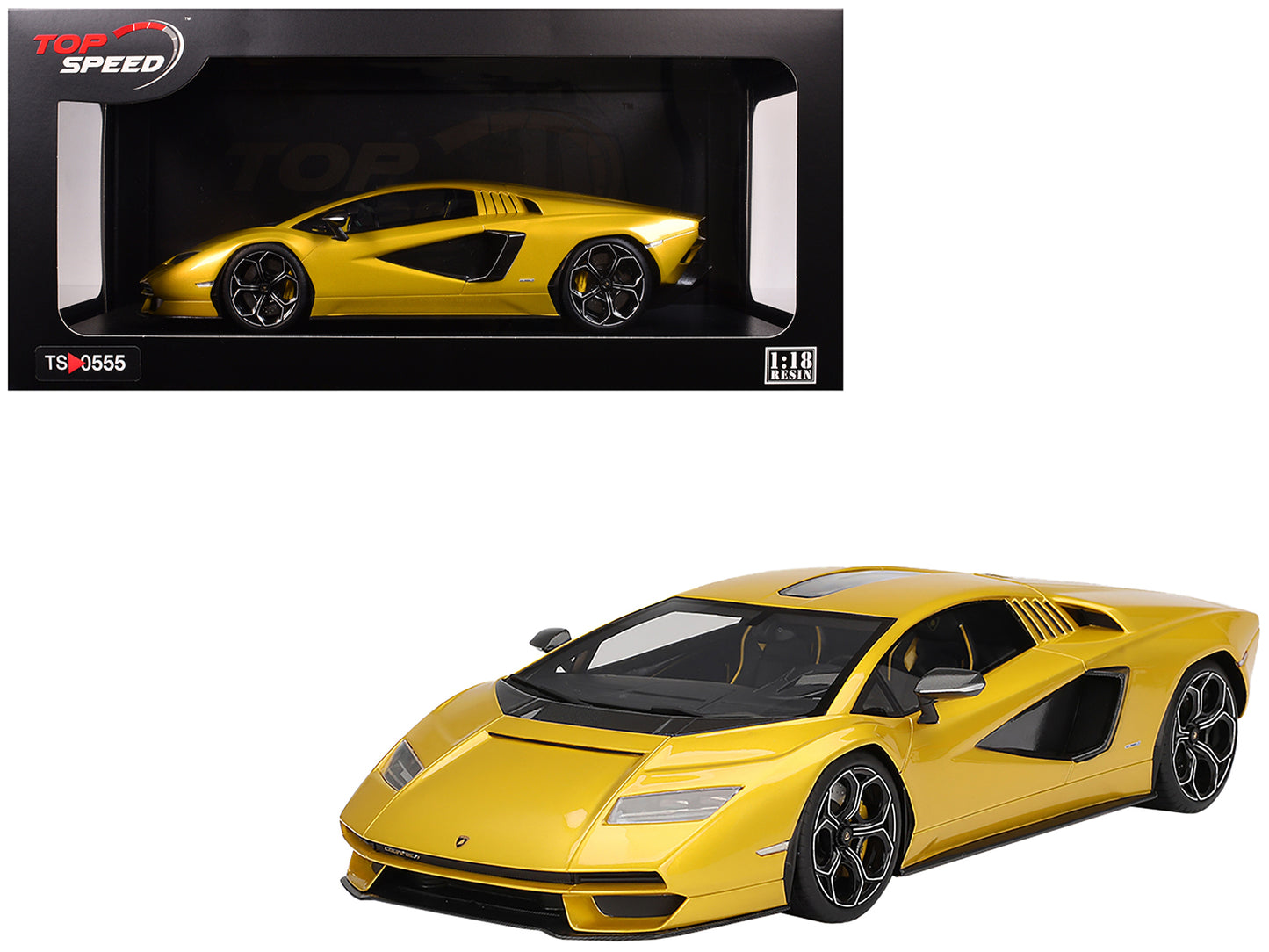 Lamborghini Countach LPI 800-4 New Giallo Orion Gold Metallic 1/18 Model Car by Top Speed