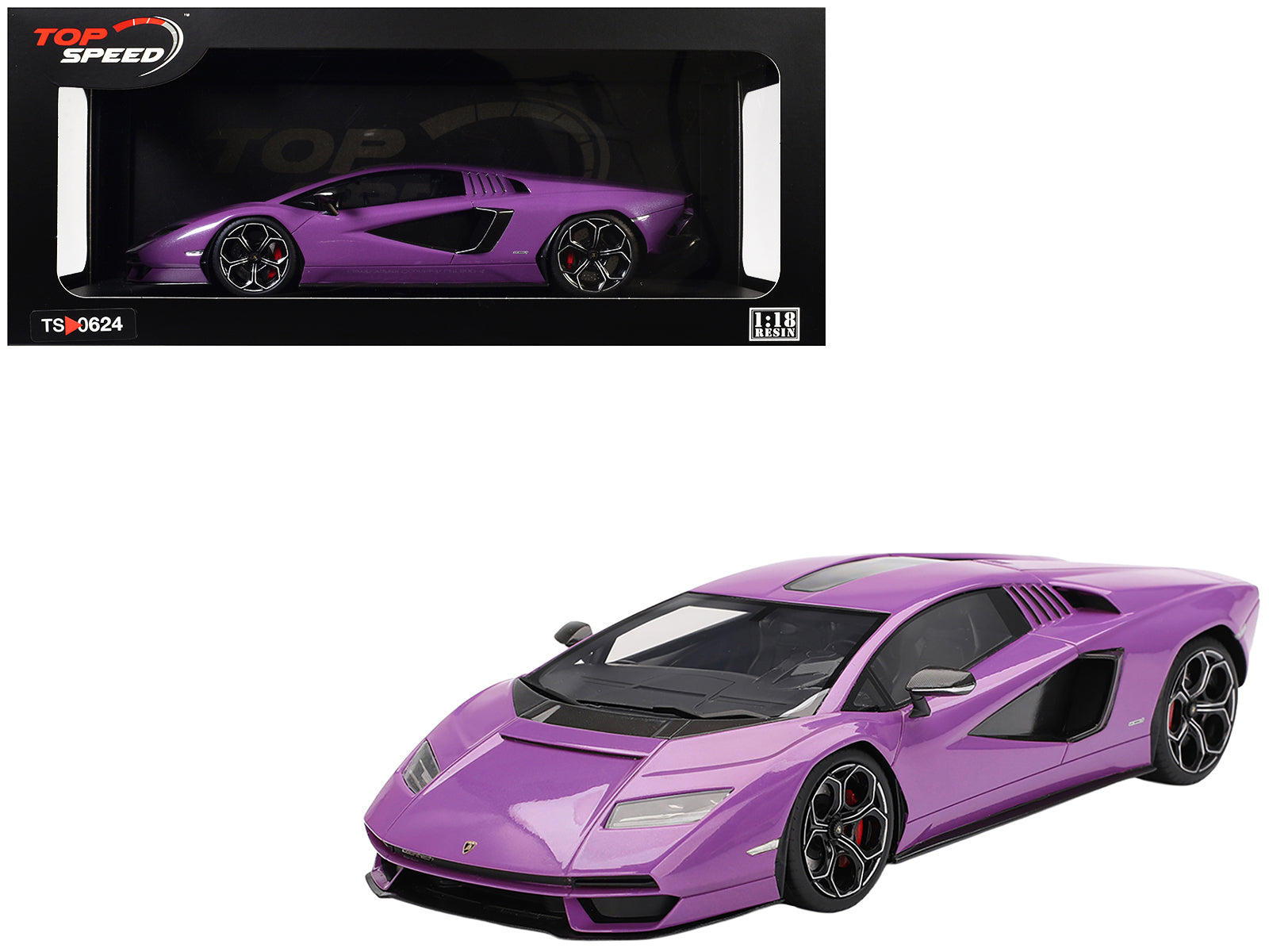 Lamborghini Countach LPI 800-4 Viola 30th Purple Metallic 1/18 Model Car by Top Speed free shipping USA