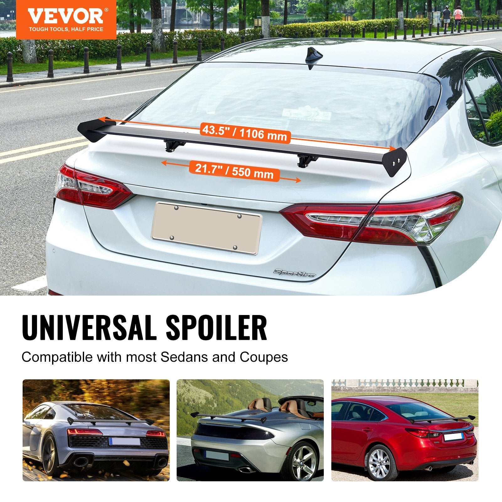 VEVOR GT Wing Car Spoiler, 43.3 inch Universal Spoiler with Single Deck, Adjustable Lightweight Aluminum, Car Rear Spoiler Wing, Racing Spoiler BGW/JDM Drift Black - Premium Trunk Spoiler from VEVOR - Just $57.39! Shop now at Rapidvehicles