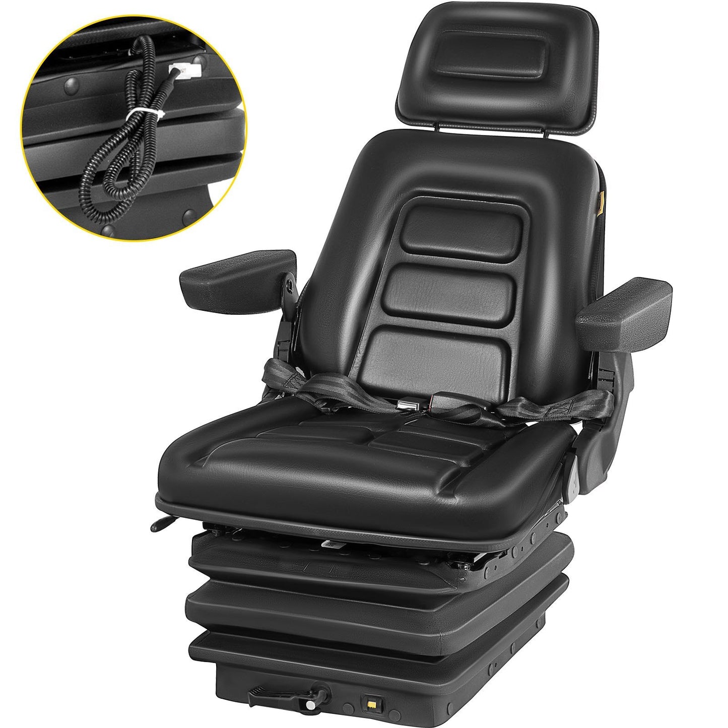 VEVOR Suspension Seat Adjustable Backrest Headrest Armrest, Forklift Seat With Slide Rails, Foldable Heavy Duty for Tractor Forklift Excavator Skid Steer - Premium Tractor Seat from VEVOR - Just $314.42! Shop now at Rapidvehicles