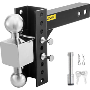 VEVOR Adjustable Trailer Hitch, 6" Rise & Drop Hitch Ball Mount 2.5" Receiver  22,000 LBS Rating, 2 and 2-5/16 Inch Stainless Steel Balls w/ Key Lock, for Automotive Trucks Trailers Towing - Premium Trailer Hitch from VEVOR - Just $160.99! Shop now at Rapidvehicles