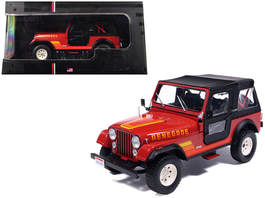 1983 Jeep Renegade Red with Stripes and Black Top 1/24 Diecast Model by IXO Models