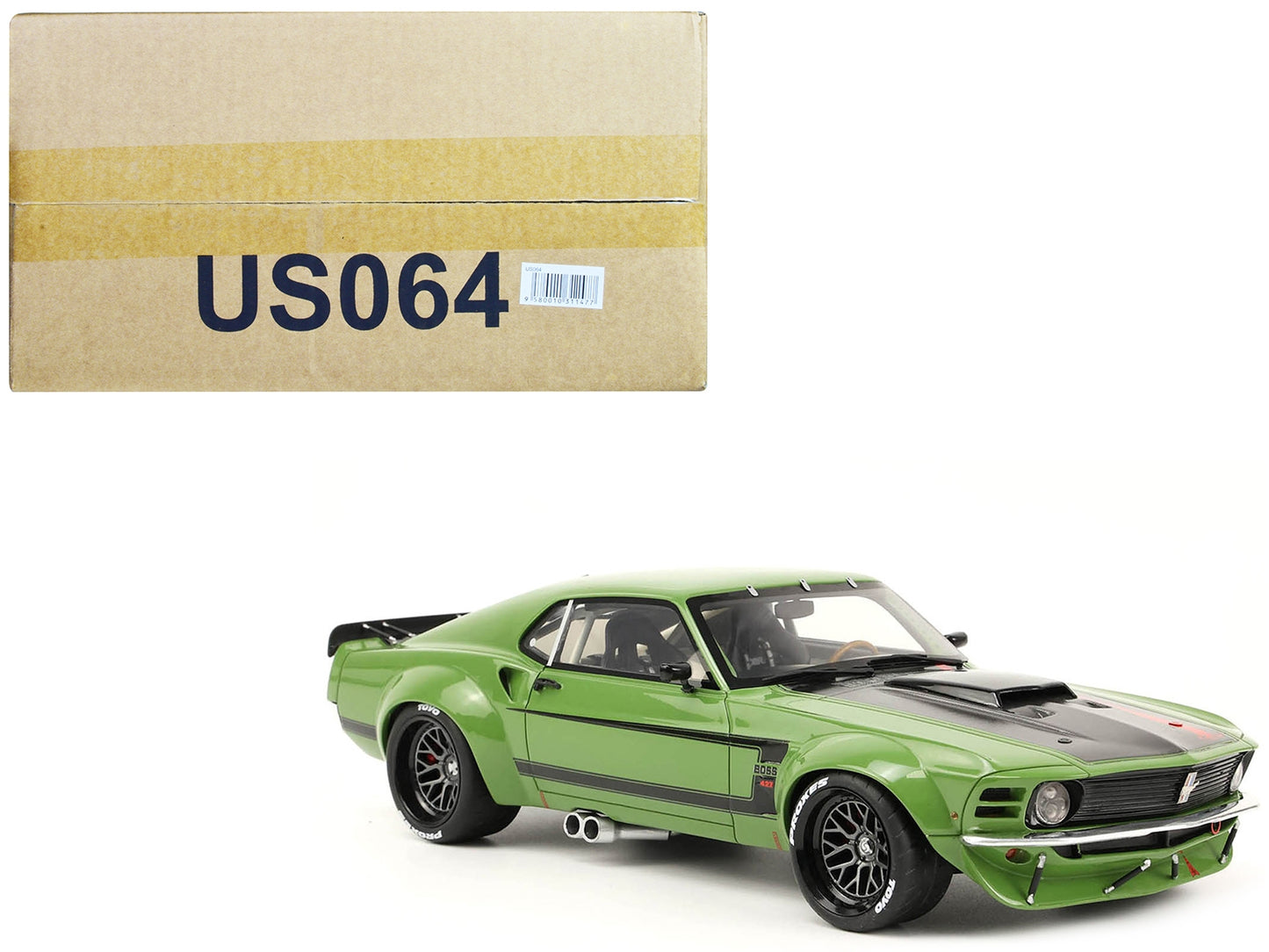 1970 Ford Mustang Widebody "By Ruffian" Green with Black Stripes - Premium Mustang Models from GT Spirit - Just $197.67! Shop now at Rapidvehicles