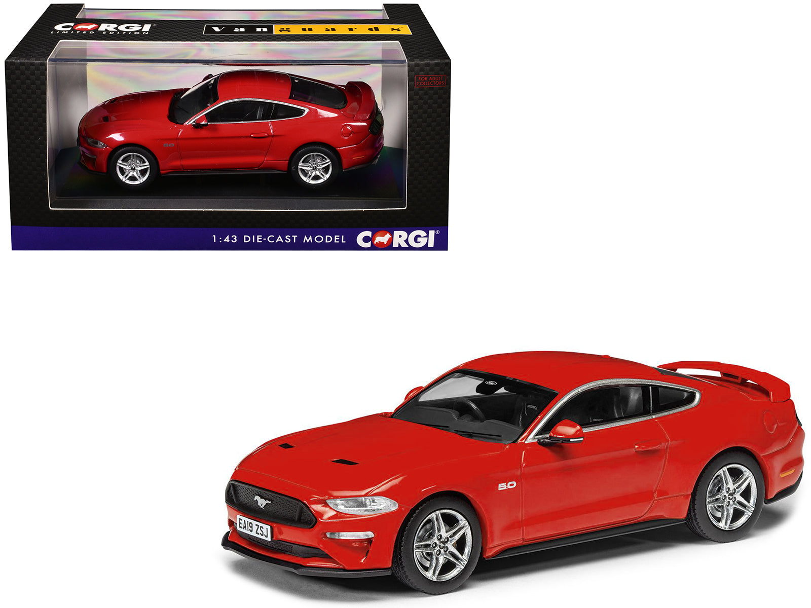 Ford Mustang Mk6 GT Fastback 5.0 RHD (Right Hand Drive) Race Red "Vanguards" Series 1/43 Diecast Model Car by Corgi free shipping USA