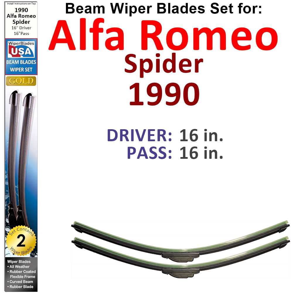 Beam Wiper Blades for 1990 Alfa Romeo Spider (Set of 2) - Premium Automotive from Bronze Coco - Just $32.99! Shop now at Rapidvehicles