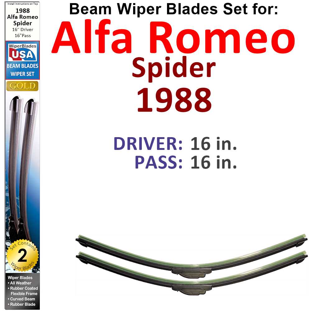 Beam Wiper Blades for 1988 Alfa Romeo Spider (Set of 2) - Premium Automotive from Bronze Coco - Just $27.99! Shop now at Rapidvehicles