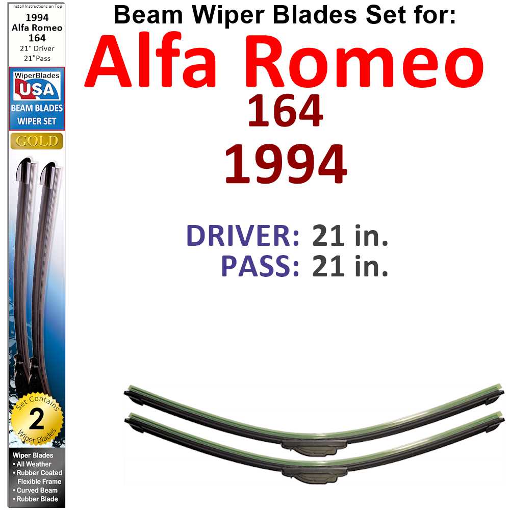 Beam Wiper Blades for 1994 Alfa Romeo 164 (Set of 2) - Premium Automotive from Bronze Coco - Just $32.99! Shop now at Rapidvehicles