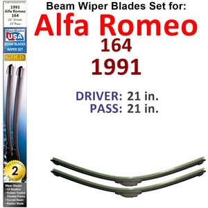 Beam Wiper Blades for 1991 Alfa Romeo 164 (Set of 2) - Premium Automotive from Bronze Coco - Just $27.99! Shop now at Rapidvehicles