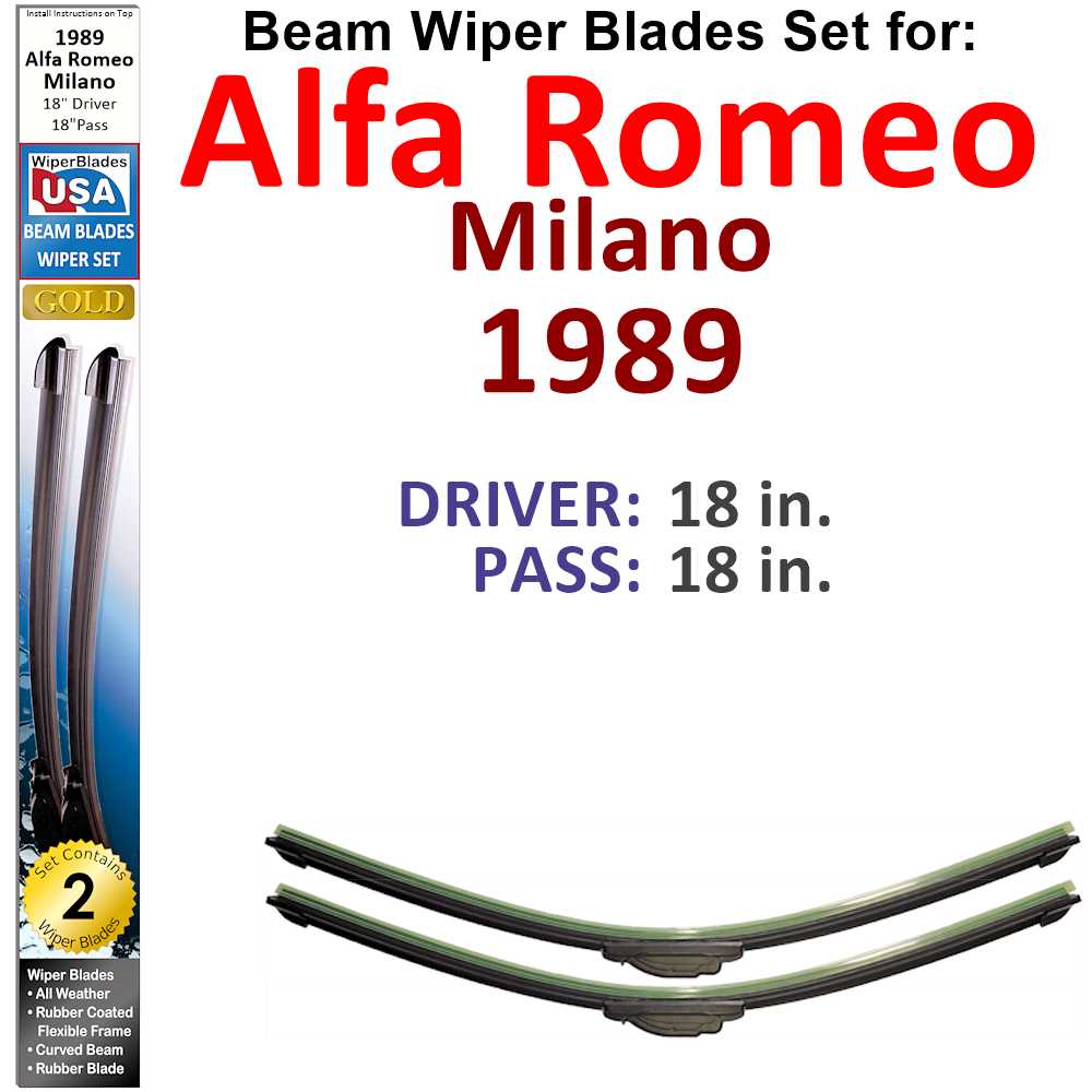 Beam Wiper Blades for 1989 Alfa Romeo Milano (Set of 2) - Premium Automotive from Bronze Coco - Just $27.99! Shop now at Rapidvehicles