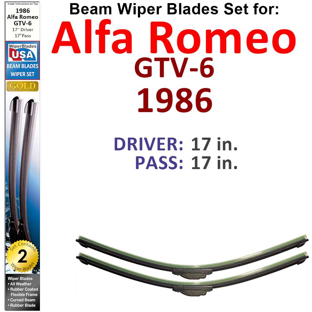 Beam Wiper Blades for 1986 Alfa Romeo GTV-6 (Set of 2) - Premium Automotive from Bronze Coco - Just $32.99! Shop now at Rapidvehicles