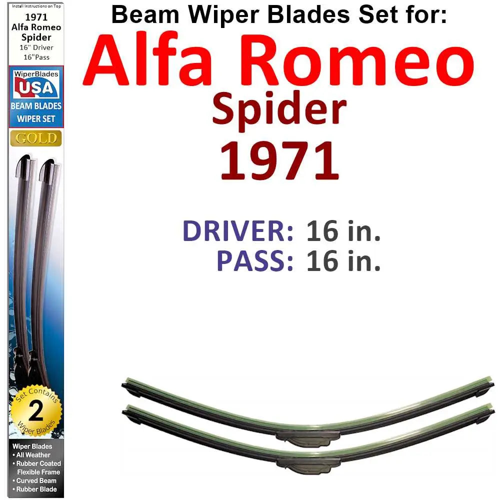 Beam Wiper Blades for 1971 Alfa Romeo Spider (Set of 2) - Premium Automotive from Bronze Coco - Just $35.99! Shop now at Rapidvehicles