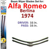 Beam Wiper Blades for 1974 Alfa Romeo Berlina (Set of 2) - Premium Automotive from Bronze Coco - Just $27.99! Shop now at Rapidvehicles