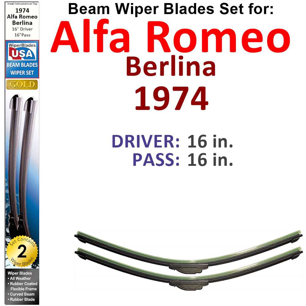 Beam Wiper Blades for 1974 Alfa Romeo Berlina (Set of 2) - Premium Automotive from Bronze Coco - Just $32.99! Shop now at Rapidvehicles