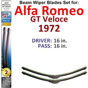 Beam Wiper Blades for 1972 Alfa Romeo GT Veloce (Set of 2) - Premium Automotive from Bronze Coco - Just $27.99! Shop now at Rapidvehicles