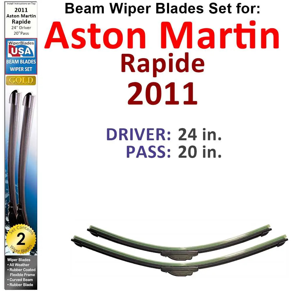 Beam Wiper Blades for 2011 Aston Martin Rapide (Set of 2) 