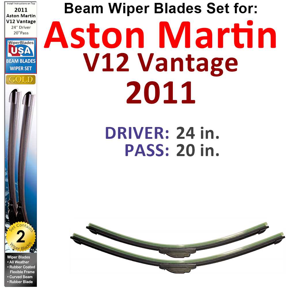 Beam Wiper Blades for 2011 Aston Martin V12 Vantage (Set of 2) - Premium Automotive from Bronze Coco - Just $32.99! Shop now at Rapidvehicles