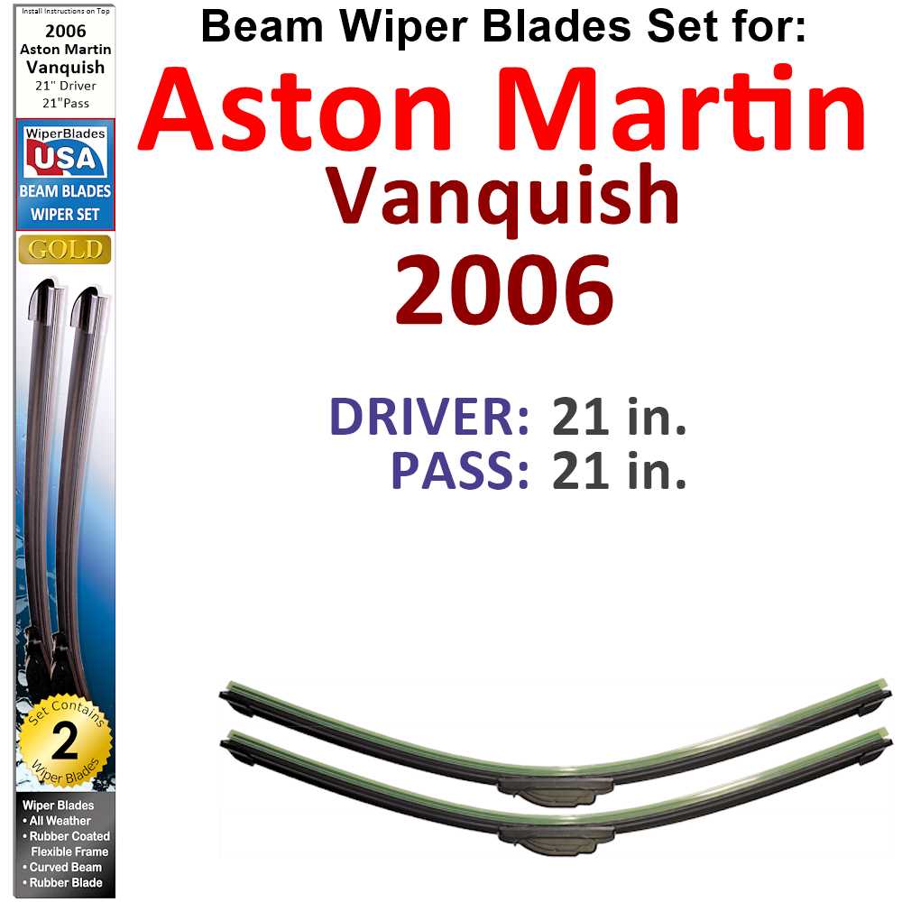 Beam Wiper Blades for 2006 Aston Martin Vanquish (Set of 2) - Premium Automotive from Bronze Coco - Just $27.99! Shop now at Rapidvehicles