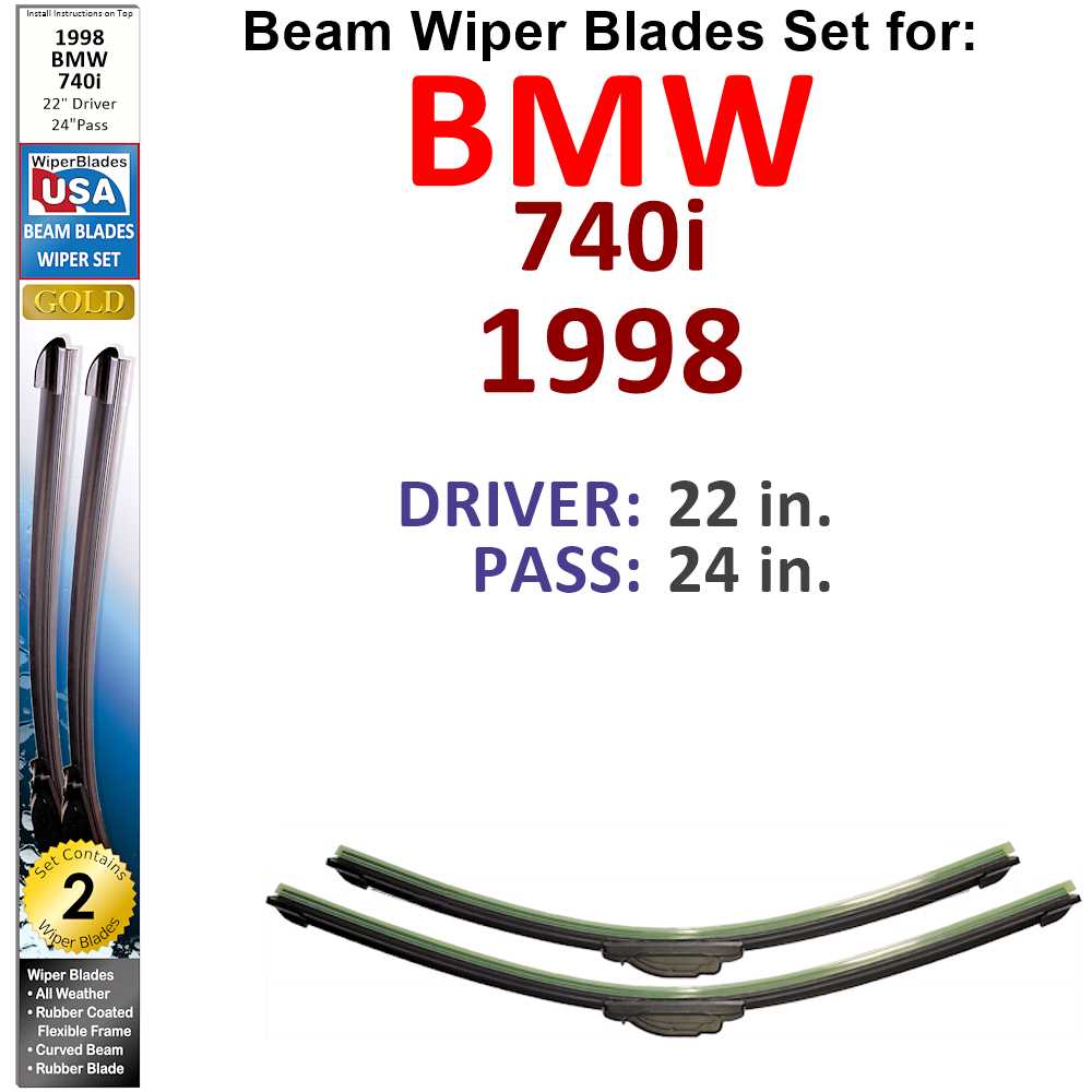 Beam Wiper Blades for 1998 BMW 740i (Set of 2) - Premium Automotive from Bronze Coco - Just $27.99! Shop now at Rapidvehicles