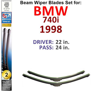 Beam Wiper Blades for 1998 BMW 740i (Set of 2) - Premium Automotive from Bronze Coco - Just $27.99! Shop now at Rapidvehicles