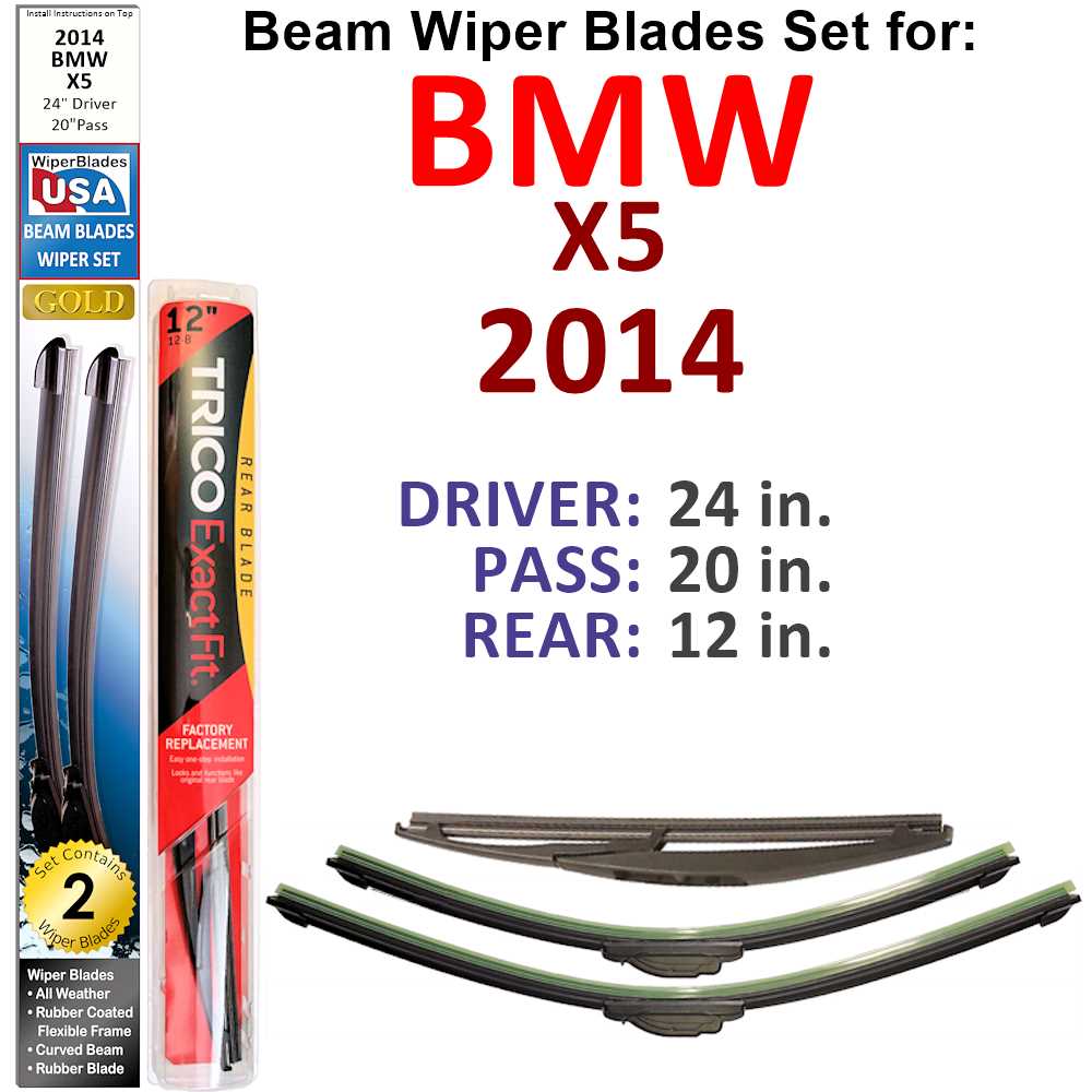 Beam Wiper Blades for 2014 BMW X5 (Set of 3) - Premium Automotive from Bronze Coco - Just $46.79! Shop now at Rapidvehicles